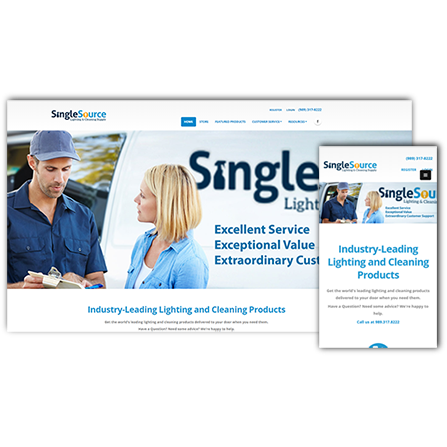 SingleSource Lighting and Cleaning Supply Website