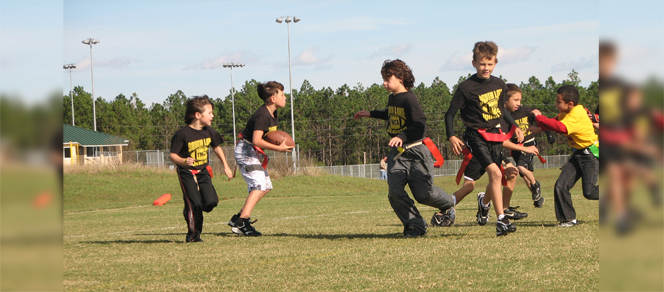 Kids playing flag football