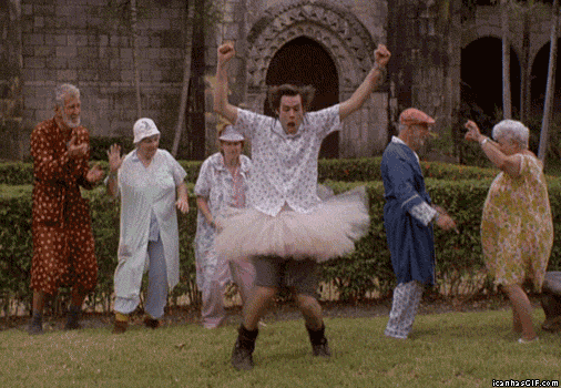Meme: Ace Ventura group dance celebration