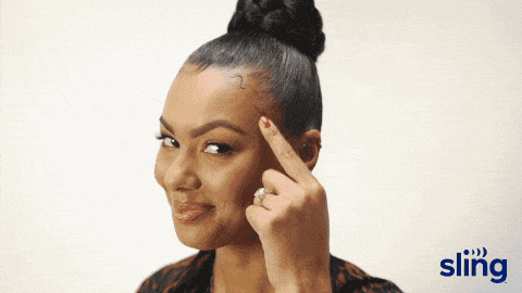 Meme: woman tapping her head, as if saying she's smart