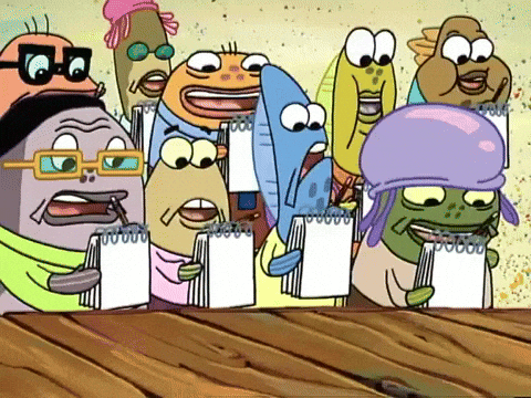 Meme: Spongebob Squarepants, everyone taking notes
